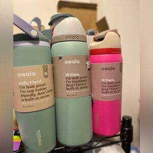 Leak-Proof Insulated Water Bottle with Built-In Straw - Green, Pink, and Gray